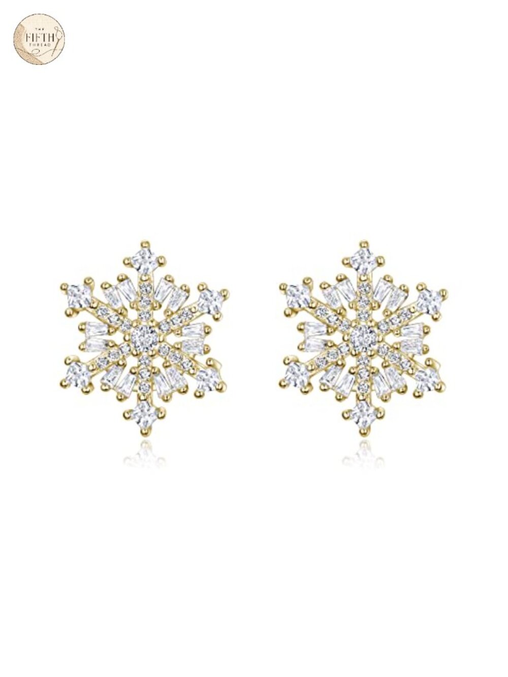 925 Sterling Silver Cubic Zirconia Snowflake Stud Earrings